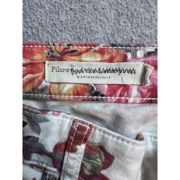 Pilcro And The Letterpress Mid Rise Skinny Jeans Womens 30 Floral Stretch Denim - Picture 9 of 15